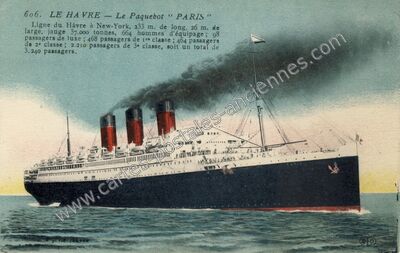 Carte postale ancienne Le Paquebot "PARIS — Le Havre (Seine-Maritime)