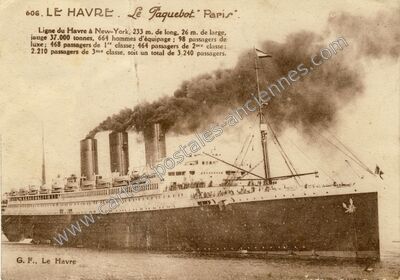 Carte postale ancienne Le Paquebot "Paris — Le Havre (Seine-Maritime)