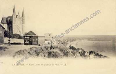 Carte postale ancienne Notre-Dame des Flots et la Ville — Le Havre (Seine-Maritime)