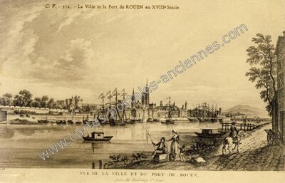 Carte postale ancienne La Ville et le Port au XVIIIe Siècle — Rouen (Seine-Maritime)