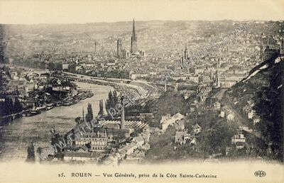 Carte postale ancienne Vue Générale, prise de la Côte Sainte-Catherine — Rouen (Seine-Maritime)