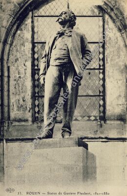 Carte postale ancienne Statue de Gustave Flaubert — Rouen (Seine-Maritime)