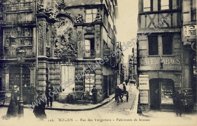 Carte postale ancienne Rue des Vergetiers - Fabricants de brosses — Rouen (Seine-Maritime)