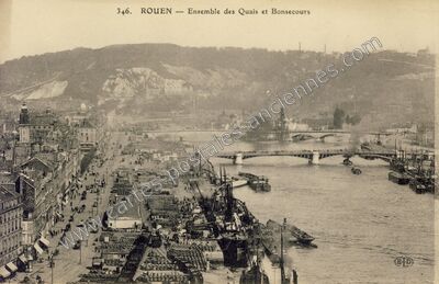 Carte postale ancienne Ensemble des Quais et Bonsecours — Rouen (Seine-Maritime)