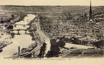 Carte postale ancienne Vue générale prise de la Côte Sainte-Catherine — Rouen (Seine-Maritime)