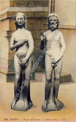 Carte postale ancienne Musée St-Laurent. Adam et Eve — Rouen (Seine-Maritime)