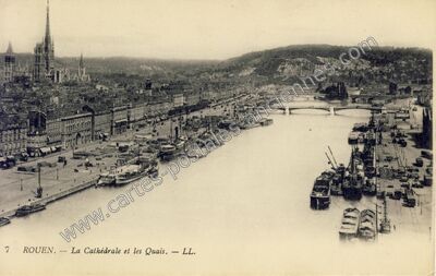 Carte postale ancienne La Cathédrale et les Quais — Rouen (Seine-Maritime)