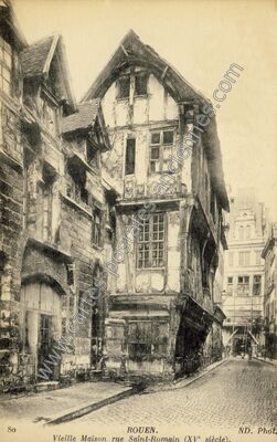 Carte postale ancienne Vieille Maison rue Saint-Romain (XVe siècle) — Rouen (Seine-Maritime)