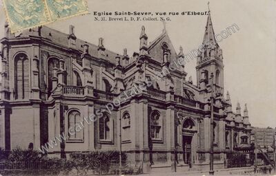 Carte postale ancienne Eglise Saint-Sever, vue rue d'Elbeuf — Rouen (Seine-Maritime)