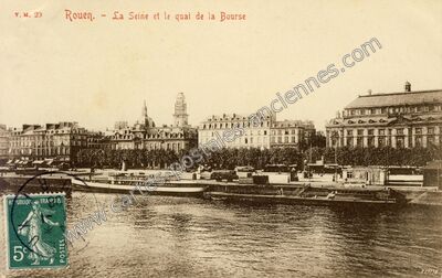 Carte postale ancienne La Seine et le quai de la Bourse — Rouen (Seine-Maritime)