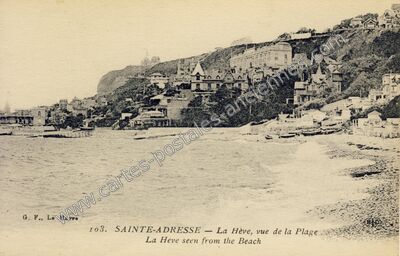 Carte postale ancienne La Hève, vue de la Plage — Sainte-Adresse (Seine-Maritime)