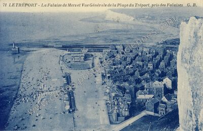 Carte postale ancienne La Falaise de Mers et Vue Générale de la Plage du Tréport, pris des Falaises — Le Tréport (Seine-Maritime)