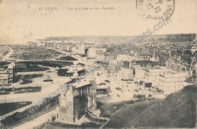 Carte postale ancienne Vue générale et rue Aguado — Dieppe (Seine-Maritime)