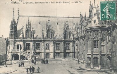 Carte postale ancienne Le Palais de Justice (côté de la Salle des Pas Perdus) — Rouen (Seine-Maritime)