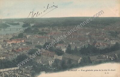 Carte postale ancienne Vue générale prise de la côte St-Auct — Elbeuf (Seine-Maritime)