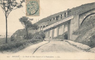 Carte postale ancienne La Route de Bon-Secours et le Funiculaire — Rouen (Seine-Maritime)
