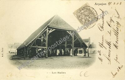 Carte postale ancienne Les Halles — Arpajon (Essonne)