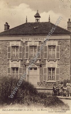 Carte postale ancienne École communale et Mairie — Ballainvilliers (Essonne)