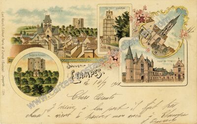 Carte postale ancienne Souvenir d'Etampes — Étampes (Essonne)