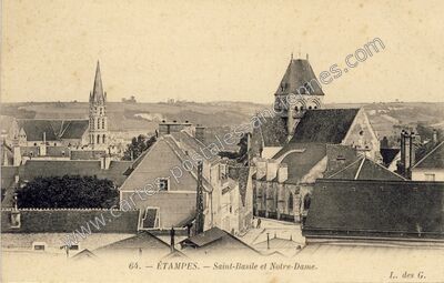 Carte postale ancienne Saint-Basile et Notre-Dame — Étampes (Essonne)