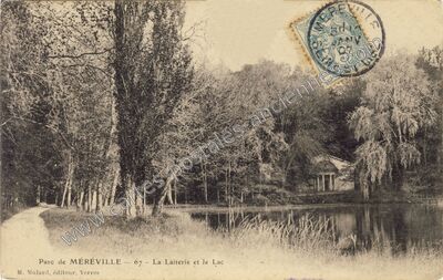 Carte postale ancienne Parc de Méréville - La Laiterie et le Lac — Méréville (Essonne)
