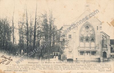 Carte postale ancienne Le Moulin de Senlis - La chute d'eau - Le Gué — Montgeron (Essonne)