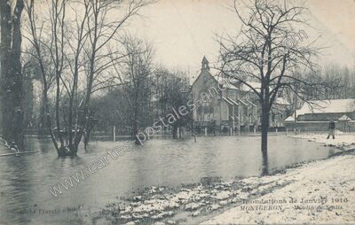 Carte postale ancienne Inondations de Janvier 1910 - Moulin de Soulis — Montgeron (Essonne)