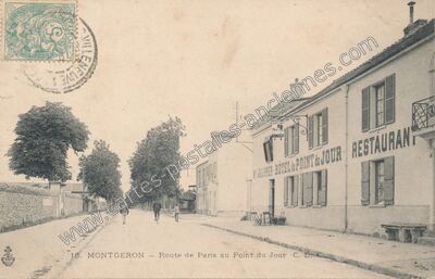 Carte postale ancienne Route de Paris au Point du Jour — Montgeron (Essonne)