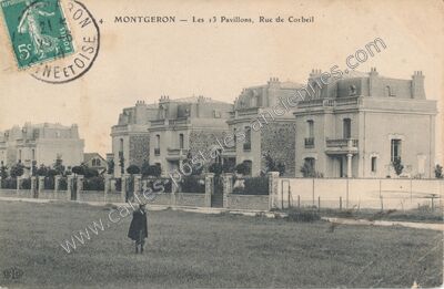 Carte postale ancienne Les 13 Pavillons, Rue de Corbeil — Montgeron (Essonne)