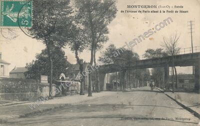 Carte postale ancienne Entrée de l'Avenue de Paris allant à la Forêt de Sénart — Montgeron (Essonne)