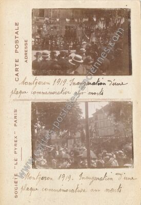 Carte postale ancienne Inauguration d'une plaque commémorative aux morts — Montgeron (Essonne)
