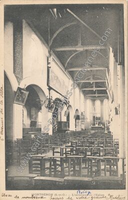 Carte postale ancienne L'intérieur de l'Eglise — Montgeron (Essonne)