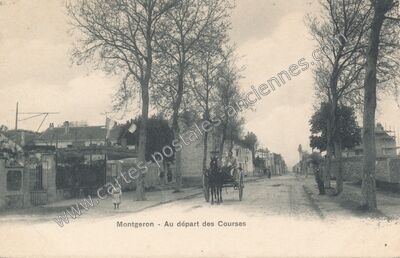 Carte postale ancienne Au départ des Courses — Montgeron (Essonne)