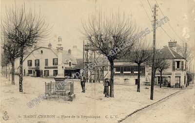 Carte postale ancienne Place de la République — Saint-Chéron (Essonne)