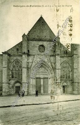 Carte postale ancienne Devant de l'Eglise — Saint-Sulpice-de-Favières (Essonne)