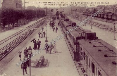Carte postale ancienne La plus grande gare du monde. Intérieur de la gare ligne d'Orléans — Juvisy-sur-Orge (Essonne)