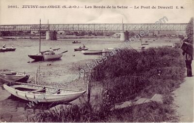 Carte postale ancienne Les Bords de la Seine — Le Pont de Draveil — Juvisy-sur-Orge (Essonne)
