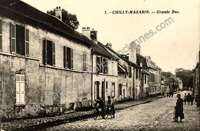 Carte postale ancienne Grande Rue — Chilly-Mazarin (Essonne)