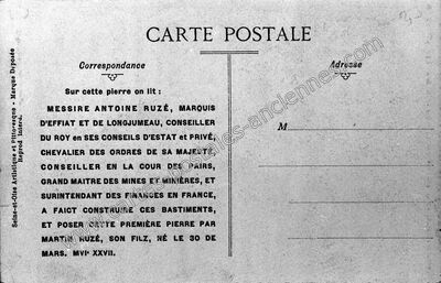 Carte postale ancienne Sur cette pierre on lit : MESSIRE ANTOINE RUZÉ, MARQUIS D'EFFIAT ET DE LONGJUMEAU — Chilly-Mazarin (Essonne)