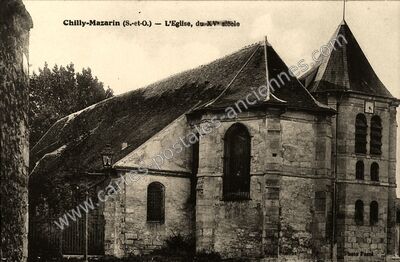 Carte postale ancienne L'Eglise, du XVe siècle — Chilly-Mazarin (Essonne)