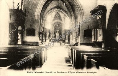 Carte postale ancienne Intérieur de l'Eglise — Chilly-Mazarin (Essonne)