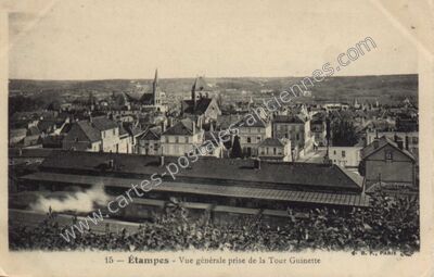 Carte postale ancienne Vue générale prise de la Tour Guinette — Étampes (Essonne)