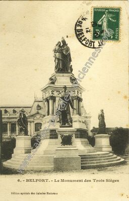Carte postale ancienne Le Monument des Trois Sièges — Belfort (Territoire de Belfort)