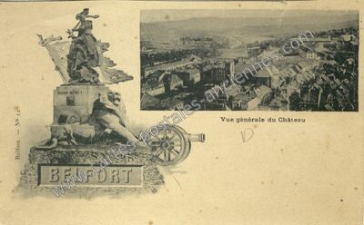 Carte postale ancienne Vue générale du Château — Belfort (Territoire de Belfort)