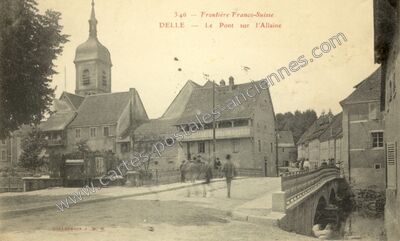Carte postale ancienne Le Pont sur l'Allaine — Delle (Territoire de Belfort)
