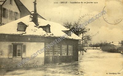 Carte postale ancienne Inondation du 20 Janvier 1910 — Delle (Territoire de Belfort)