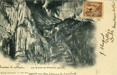 Carte postale ancienne Grottes de Milandre — Riervescemont (Territoire de Belfort)