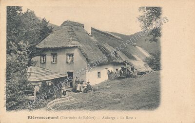 Carte postale ancienne Auberge « La Rose — Riervescemont (Territoire de Belfort)