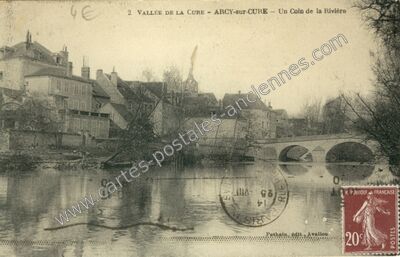 Carte postale ancienne Vallée de la Cure - Un Coin de la Rivière — Arcy-sur-Cure (Yonne)