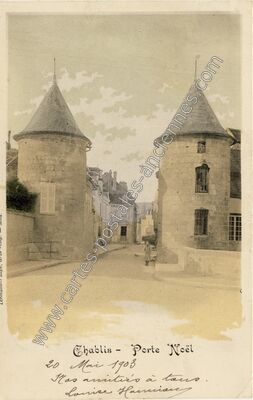 Carte postale ancienne Porte Noël — Chablis (Yonne)